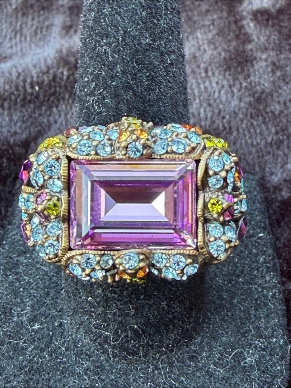 Heidi Daus “Damselfly” Swarovski Crystal Rare Vintage Statement Ring *Size 8.5